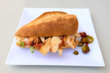 Meat Chicken Doner, between bread (Turkish Name : ekmek arasi doner, doner, Turk kebabi)