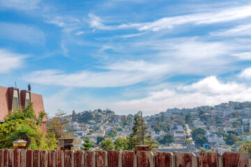 Fototapeta na wymiar Sloped residential area in the suburbs of San Francisco, California