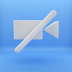3d render illustration for no video recording icon on a blue background.