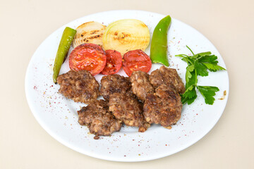 Meatball between bread (Turkish name : ekmek arasi kofte ) Izgara kofte. Manisa, Akcaabat, Akhisar  kofte