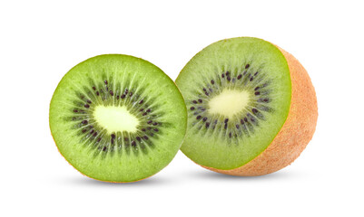 Single half of kiwi fruit isolated on white