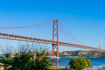 Fototapeta na wymiar Ponte 25 de April Bridge Lisbon Portugal