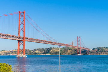 Fototapeta na wymiar Ponte 25 de April Bridge Lisbon Portugal