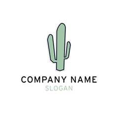 Fototapeta na wymiar Cactus Desert Logo Design Idea Vector Template