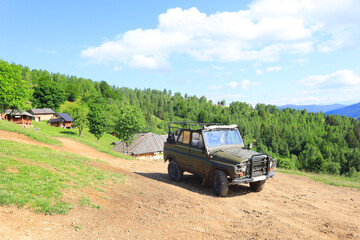 Jeep on Mount Makovitsa in Yaremche, Ukraine
