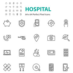 set of hospital line icons