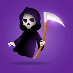 Cartoon illustration of Grim Reaper for Halloween theme