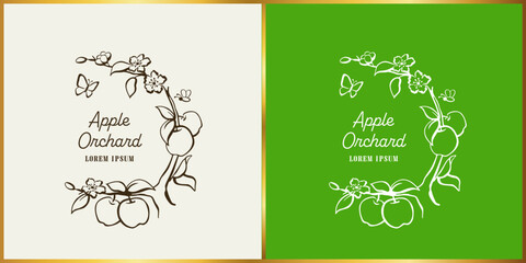 idyllic fruit orchard, art deco & art nouveau style, vector, logo illustration vol.1 - 521844742