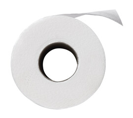 Roll of toilet paper isolated on white background.