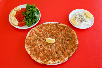 Turkish foods ; Turkish pizza -Lahmacun