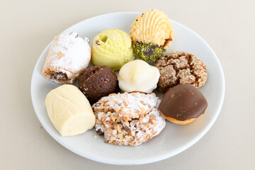 Turkish homemade sweet and savory cookies .Tatli tuzlu kurabiye. Karisik kuru pasta .