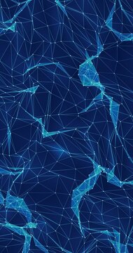 Abstract polygon wave made up of lines and dots moves. Technology and futuristic image. Seamless loop.
Vertical video.