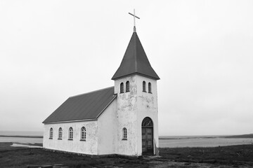 Fototapeta na wymiar Isolated church in black and white