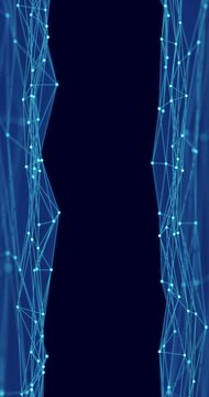 Abstract polygon wave made up of lines and dots moves. Technology and futuristic image. Seamless loop.
Vertical video.