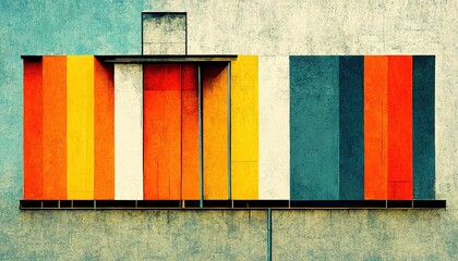 Abstract Bauhaus style background. Trendy aesthetic Bauhaus architecture design. Digital art.
