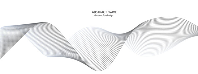 Abstract wavy gray stream element for design on a white background isolated. Wavy stylized lines created using blend tool.
