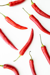 Red chili peppers, isolated on white background