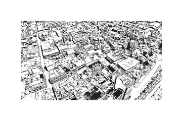 Fototapeta na wymiar Building view with landmark of Nicosia is the capital of Cyprus. Hand drawn sketch illustration in vector.
