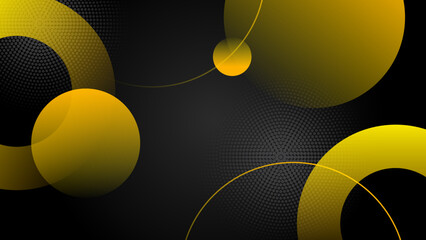 Modern black background with yellow geometric shapes. Abstract technology template geometric diagonal overlapping separate contrast yellow and black background. Black and yellow overlap background.