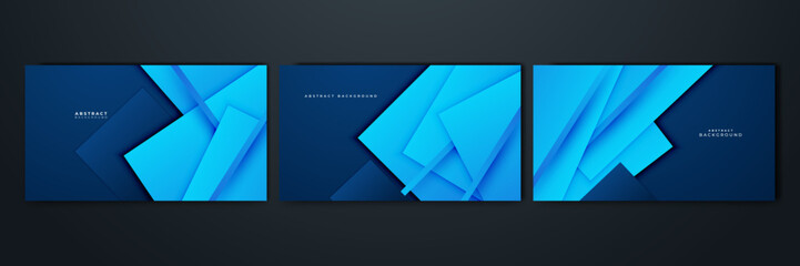 Naklejka premium Abstract design with blue geometric background. Blue banner background. Vector abstract graphic design banner pattern background template.