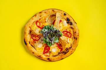 Pizza with Chicken Breast, Pineapple and Mozzarella Cheese