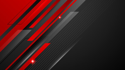 Abstract modern 3d red black background with lines arrow geometric overlap shape elements. Red Black Background. Abstract Banner. Vector illustration