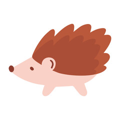 Hand drawn vector illustration of a cute funny hedgehog. Isolated objects on white background. 