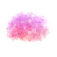 Fototapeta premium Pink to orange gradient dreamy watercolor cloud isolated on white background. Abstract foggy blurred ink stain. Magic mist paintbrush spot. Fairy tale smoke blot. Hand-drawn paintbrush oval frame.