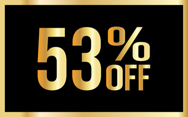53% discount. Golden numbers with black background. Banner for shopping, print, web, sale illustration