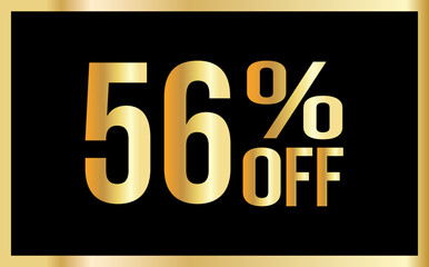 56% discount. Golden numbers with black background. Banner for shopping, print, web, sale illustration