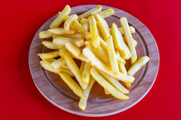 French fries Snack food crispy potato . Fast food or  snacks concept. Patates cips.