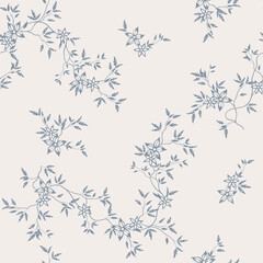 seamless pattern of flowers, branches and leaves