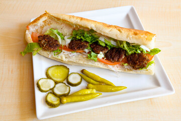 Meatball between bread (Turkish name : ekmek arasi kofte ) Izgara kofte. Manisa, Akcaabat, Akhisar  kofte