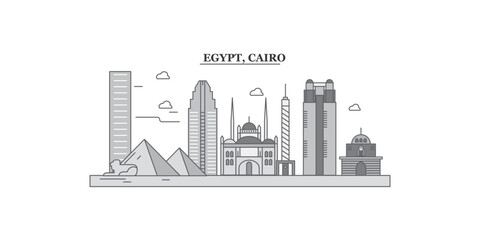 Egypt, Cairo city skyline isolated vector illustration, icons - obrazy, fototapety, plakaty