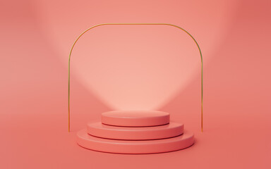 Pink product background podium or pedestal empty minimalistic stylish mockup with pastel 3D rendering Modern minimal scene display showcase studio room light for beauty products