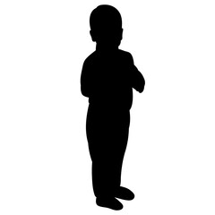 silhouette boy rejoice on white background isolated, vector