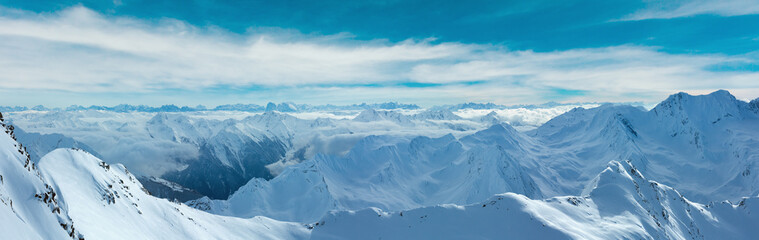 Dolomiten Alps winter view (Austria). Panorama. - obrazy, fototapety, plakaty
