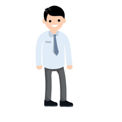 Businessman in suit. Office worker. happy Employee of company stands in pose. Funny guy in tie. Cartoon flat illustration