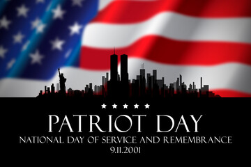 Patriot Day. New York city skyline. National Day of Service and Remembrance. - obrazy, fototapety, plakaty