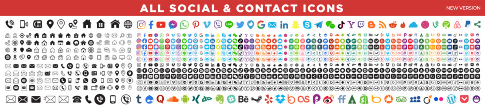 Collection icons : social, contact, business, apps