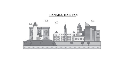 Fototapeta premium Canada, Halifax city skyline isolated vector illustration, icons