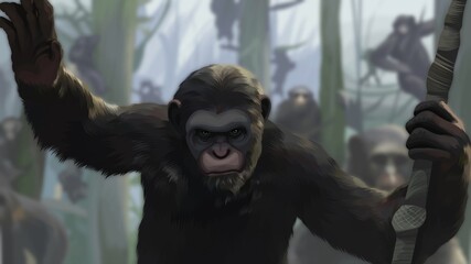 Planet Of The Apes - Caesar hunting begins - obrazy, fototapety, plakaty