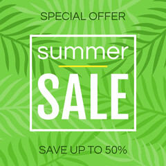 Summer sale banner design. Vector illustration