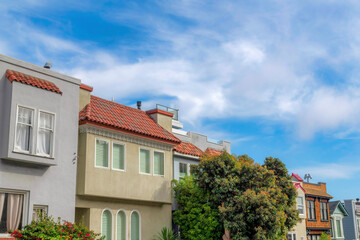 Fototapeta na wymiar Row of houses in the neighborhood of San Francisco suburbs in California