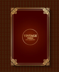 rectangular gold frame vintage calligraphy red background decoration luxury border frame elegant design