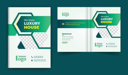 Real-estate or construction business brochure cover design template. colorful abstract and creative modern layout theme for multipurpose use. Fully editable text and vector