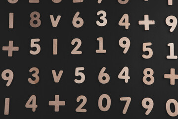 Colorful wooden colorful numbers background. Numbers texture abstraction. Global economy crisis concept 