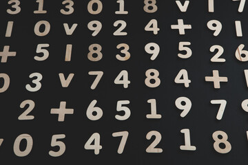 Colorful wooden colorful numbers background. Numbers texture abstraction. Global economy crisis concept 