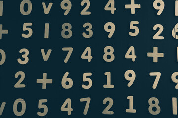 Colorful wooden colorful numbers background. Numbers texture abstraction. Global economy crisis concept 