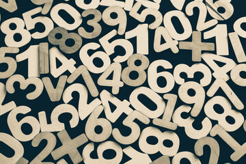 Colorful wooden colorful numbers background. Numbers texture abstraction. Global economy crisis...